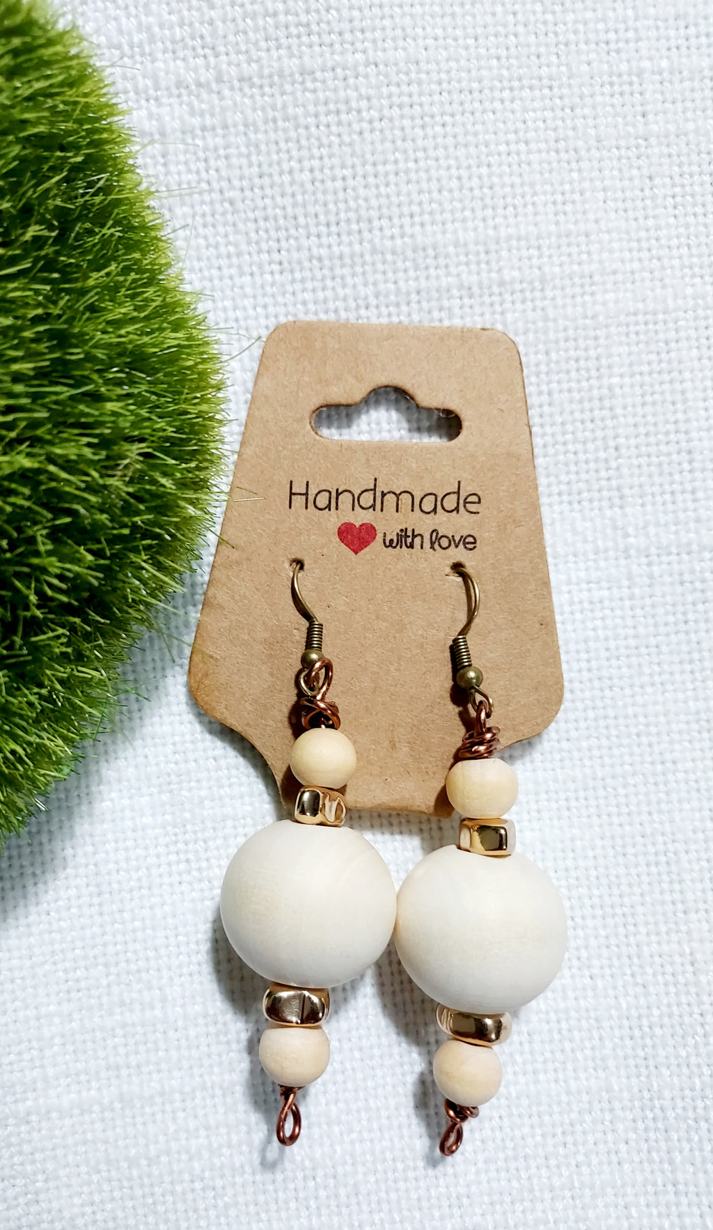 Wood and Gold Artisan Earrings