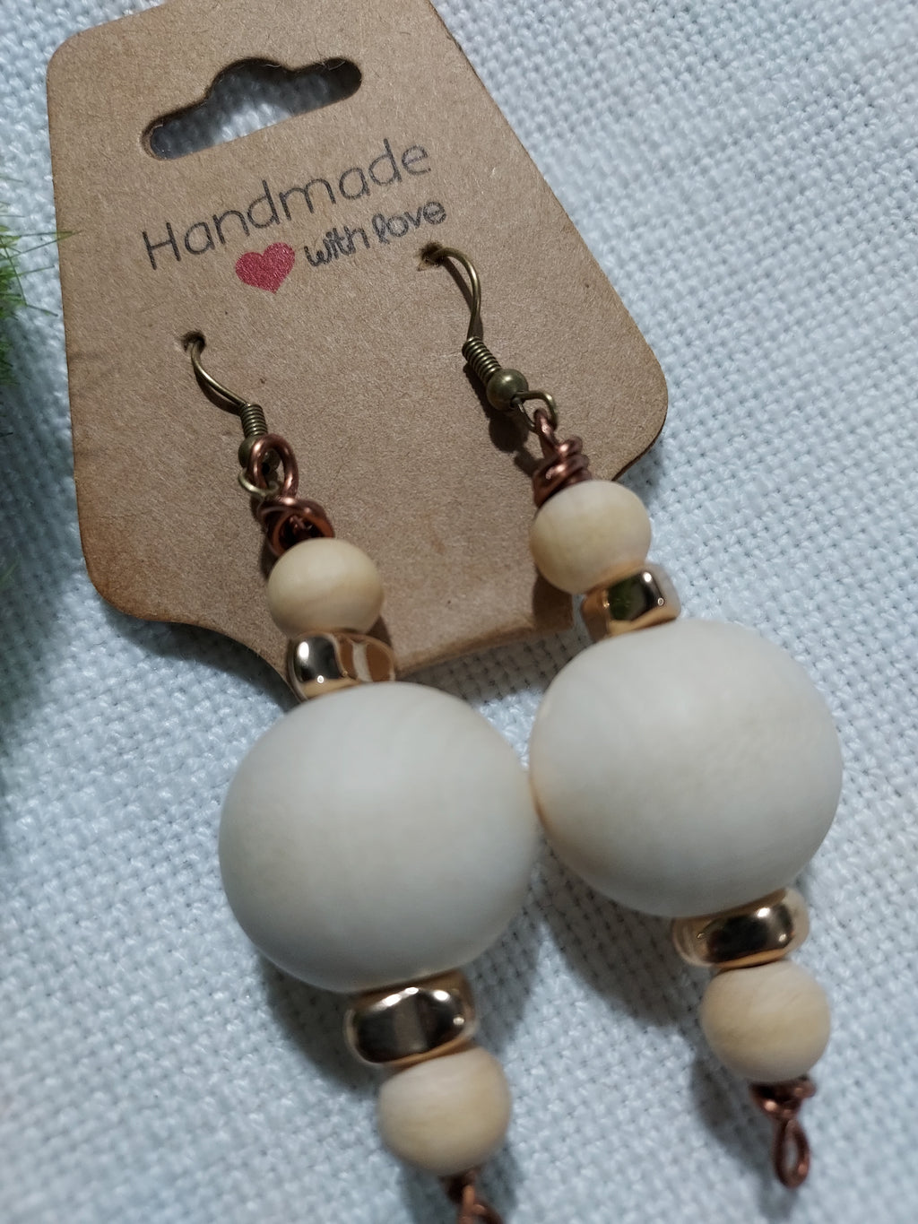 Wood and Gold Artisan Earrings