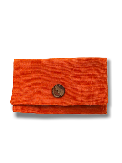 Ayanna Tropicale Handmade Clutch Purse in orange design and made i. Jamaica