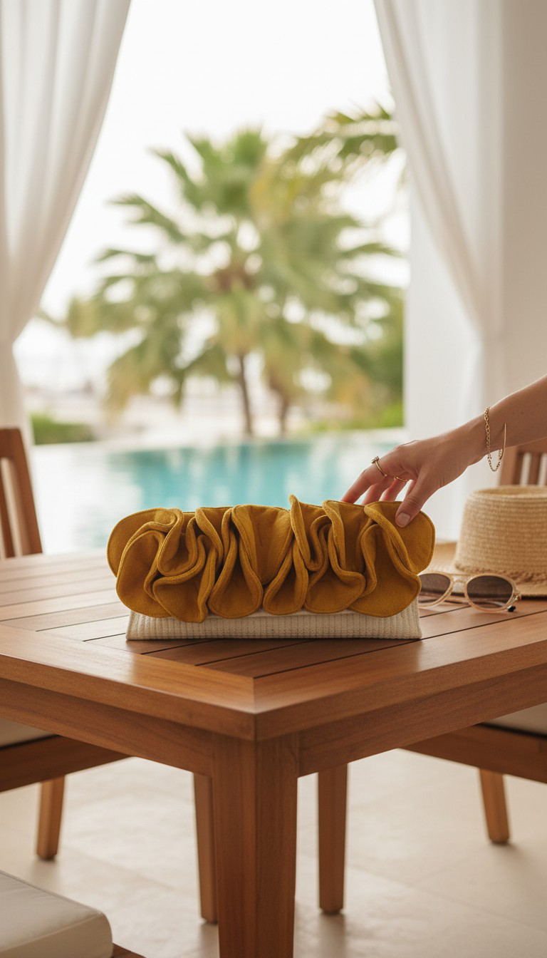 Ophelia Mustard Statement Clutch  Purse